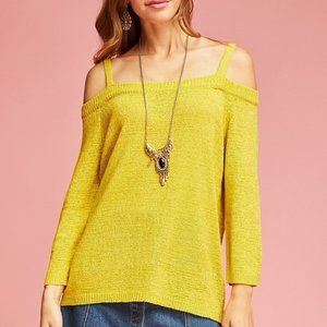 Solid Open Shoulder Sweater Top